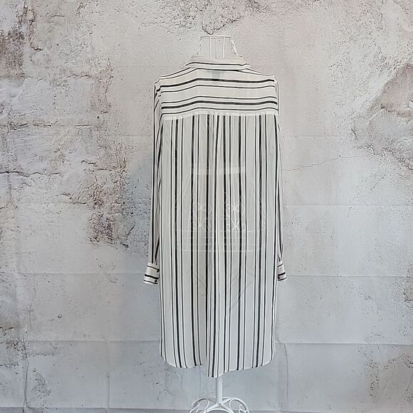 White House Black Market Striped Long Sleeve Draped Top Womens Size 8 - Picture 7 of 14